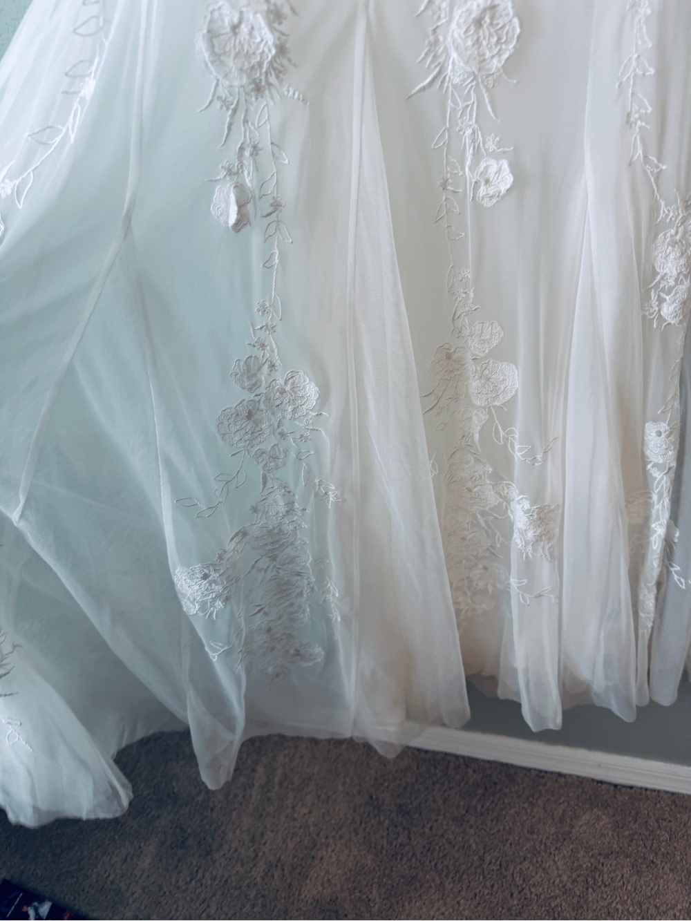 BHLDN Sleeveless Tulle Appliqué Maxi Dress in Ivory NWT NEVER WORN! - Picture 6 of 7